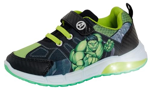 Chaussures de sport lumineuses Marvel Incroyable Hulk pour garçons, Avengers, chaussures de skate, vert, 25 EU