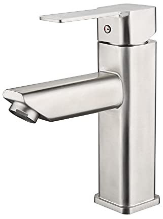 Quadratische Waschbeckenarmaturen für das Badezimmer, Waschtischarmatur aus Edelstahl 304, bleifreier Waschtischarmatur, Einhand-Waschbeckenarmaturen für Toilettengefäße, Oberflächenzeichnungsbehandl