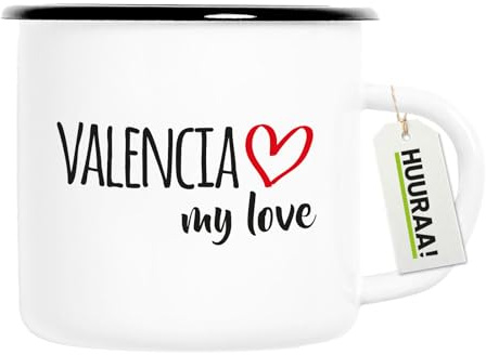 Huuraa Emaille Tasse Valencia my love Geschenk
