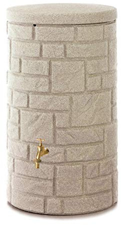 Regentonne Regenwassertank Arcado 230 Liter Sandstein aus UV- und witterungsbeständigem Material. Regenfass BZW. Regenwassertonne mit kindersicherem Deckel