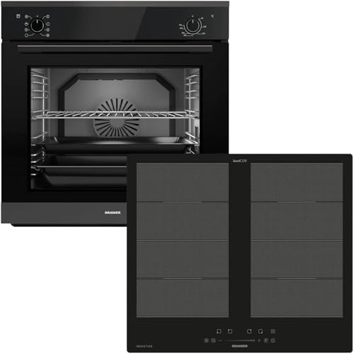 Oranier Einbau-Backofen Set EBS320 autark - 9 Funktionen - 60 cm Flächen-Induktion FLI560 - Kochfeld mit 4 Kochzonen & Brückenfunktion