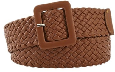 Kabelife Damen Breiter Elastischer Stoffgürtel Geflochtener Stretchgürtel Dehnbarer Gürtel Flechtgürtel Stretchgürtel Liebesschnalle Dekorative Accessoires(Kamel)