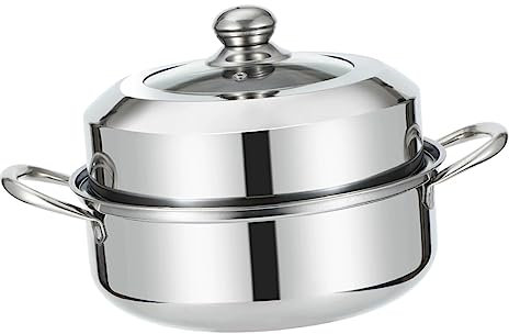 ANSNOW 1 Juego de Olla Arrocera de Doble Capa para Sopa, Ollas Calientes para Cocina, Olla de Arroz para Verduras, Vaporera de Metal, Máquina para Hacer Arroz, Olla para Cocinar Alimentos, Olla para