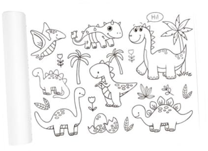 Baoblaze Malpapierrolle, Zeichenrolle für Kinder, Lernspielzeug, Wandmalaufkleber, Malpapier für Jungen, Mädchen, Kinder, Dinosaurier-Ära