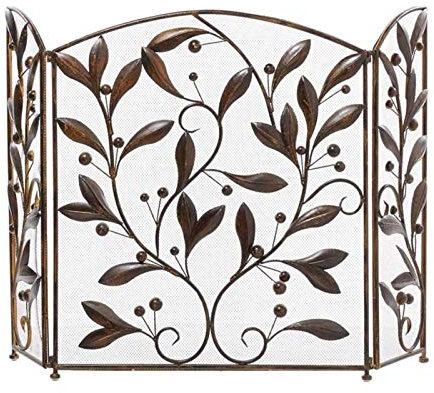 CWCQGH Proof Kaminschirm Vase Mosaikmuster Metallgeflecht Kamin 3-Platten Eisen Kaminschirm Freistehend Pulverbeschichtet Feuer Funkenschutz Herdschutz