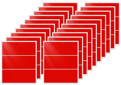 FINDAT Rot Rechteckig Etiketten 102 x 51 mm selbstklebend 60 Stück | Namensschilder Aufkleber, Klebeetiketten, wasserfestes Vinyl, Büro, Haus, Schule, DIY
