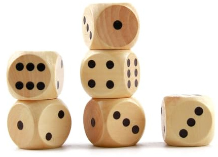 Set de 6 Gros Dés en Bois Naturel 30 mm, Dés Robustes et Légers, jeu de dés pour Jeux de Société, Activités Éducatives et Projets Créatifs