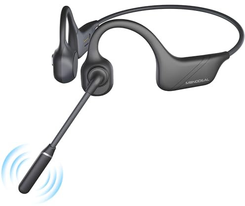 MONODEAL Casque Conduction osseuse avec Micro, écouteurs Bluetooth 5.3 à Oreille Ouverte avec Microphone à flèche antibruit pour Le Travail, la Conduite, Le Bureau à Domicile