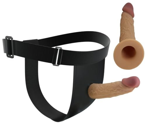 CUPIDO TOYS Strap on cavo indossabile uomo, Dildo indossabile in SILICONE, Strapon cintura fallica per Uomo, Pene indossabile vuoto che prolunga pene, Guaina fallica con cintura