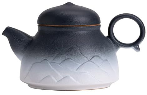 Herbal Tea Pot Handmade Stoneware Teapot, Special Tea Brewer, Hand-carved Mountain-shaped Retro Small Teapot, Kung Fu Tea Set, Tea Brewer, Handle Pot, Single Pot, Simple Tea Brewing Teapot Loose Leaf