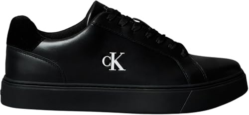 Calvin Klein Baskets Cupsole Homme Classic Laceup en Cuir, Noir (Triple Black), 44