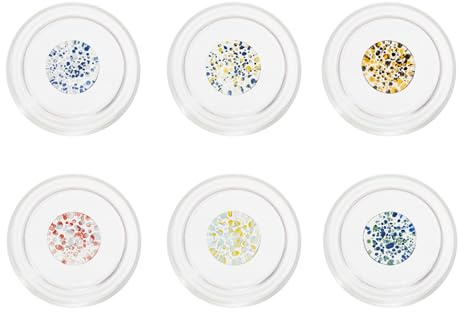 Zafferano Teca Terrazo - Set di 6 bicchieri da acqua, trasparente, con inclusioni in 6 diversi colori