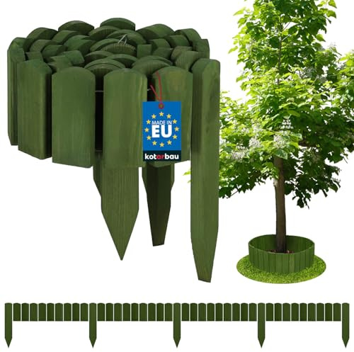 KOTARBAU® Staccionata in Legno per Giardino - 200 x 10 cm - Recinzione Giardino Esterno in Legno - Verde - Steccato