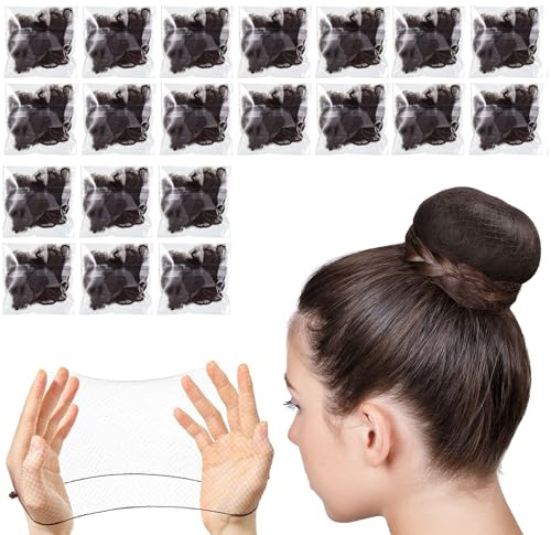 20 Stück Haarnetz Dutt,Duttnetz,Haarnetze Unsichtbare,Haarnetz Perücke,Elastische Haarnetze zum Haarfixierung Wiederverwendbare,für Balletttanz,Krankenschwestern,Tänzerin,Flugbegleiter (Braun)