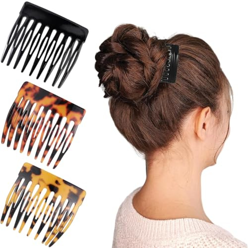 COYUN 3 Stück Haarkamm Zum Stecken,Französische Seitenkämme Aus Celluloseacetat, Französisch Twist Kamm Haar Clips Mit Zähnen Für Haarzubehör Frauen Mädchen