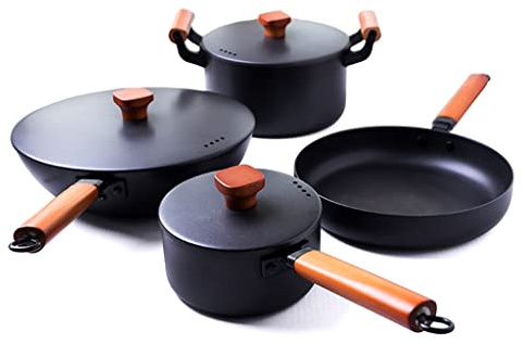 DYHWAC Pentole Set di pentole 7 Pezzo Pentola in ghisa Pentola Non Rivestita induzione Non-Stick Adatta for Utensili da Cucina Caratteristica: