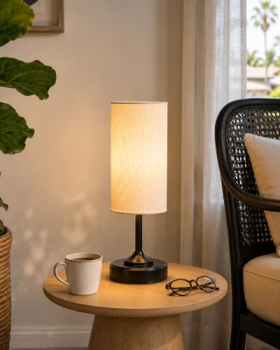 EZVALO Tischlampe Kabellos mit Timer, Akku Nachttischlampe Touch, Kabellose LED-Tischlampe mit 4000-mAh-Akku, Stufenlos Dimmbar und Timer, Einschlaflicht mit USB-C, 2700 K Warmweiß