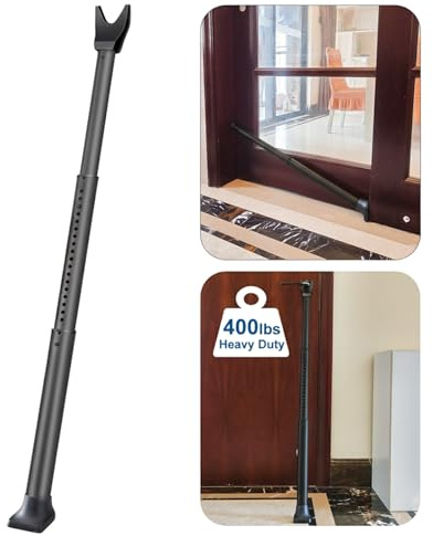 Door Security Bar, Rerishom Door Stoppers Security bar,Heavy Duty Door Lock Security Door Jammer Door Stopper for Apartment, Hotel Room,Screen Door Hardware (Dark Black, 1 Pack)