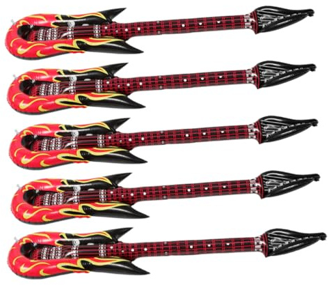 Beaupretty 5piezas Juguete De Guitarra Inflable Instrumento Musical De Juguete para Fiestas De Rock y Decoración De Fiesta para Cumpleaños