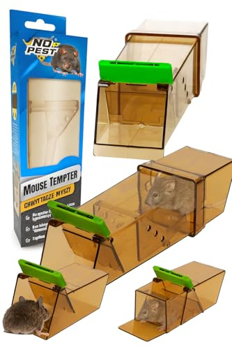 NO PEST. Lot de 3 pièges à souris vivants réutilisables - Piège à souris vivants transparents avec mécanisme de trappe