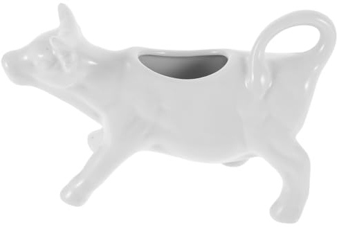 ABOOFAN Pot à Lait Céramique Forme Vache avec Anse Pichet Polyvalent pour Crème Sauces et Sirops Service Facile et Rangement Compact