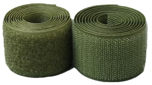 Hook and Loop Tape Sew On 50MM - Non-Adhesive Fastener Nylon Fabric Interlocking Tape for DIY Craft Sewing Fixing Cushions Clothes (Olive Green, 2 Yard)