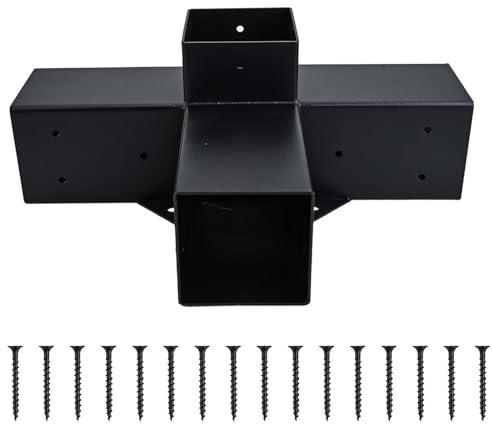 Lawnoval Alloy Steel Pergola Brackets and Screws Kit 4x4 Inch Lumber, Garden Metal Gazebo, for Black for A