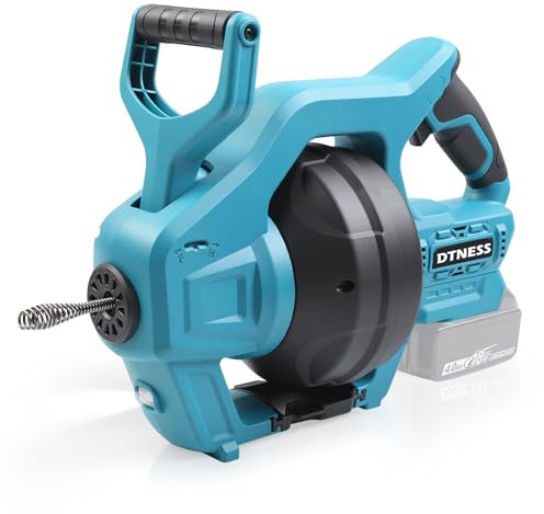 DTNESS Taladro de drenaje inalámbrico compatible con batería Makita de 18 V, serpiente de drenaje de fontanería eléctrica de 550 RPM con cable reemplazable de 25 pies, herramienta de eliminación de