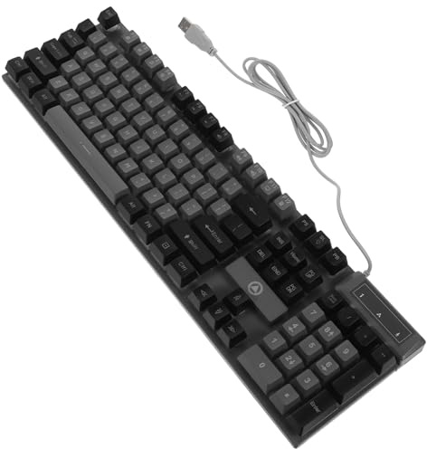 ibasenice Clavier de Jeu Mécanique USB Noir 104 Touches Rétroéclairé Touches Suspendues et Plaque Arrière Renforcée Expérience Stable et Résistante