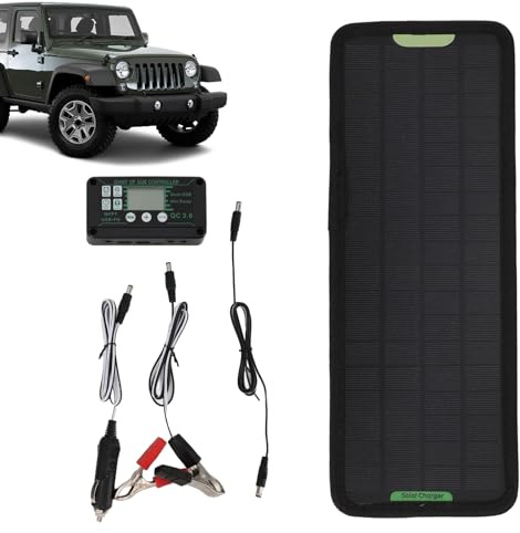 Solar Battery Trickle Charger - 32x12cm/12.6x4.72 | Solar Panel Chargre | 12V 30W Portable Solars Panel Battery Charger Maintainer for Car Motorcycle Tractor Boat RV