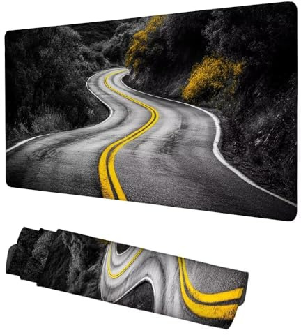 Alfombrilla Ratón Carreteras Mouse Pad 1200x600x3mm Alfombrilla Gaming Gris Desk Mat, Protector Escritorio, Accesorios Gaming, Mejora Precisión y Velocidad, para PC Gamer, Portátil, Oficina, f-80
