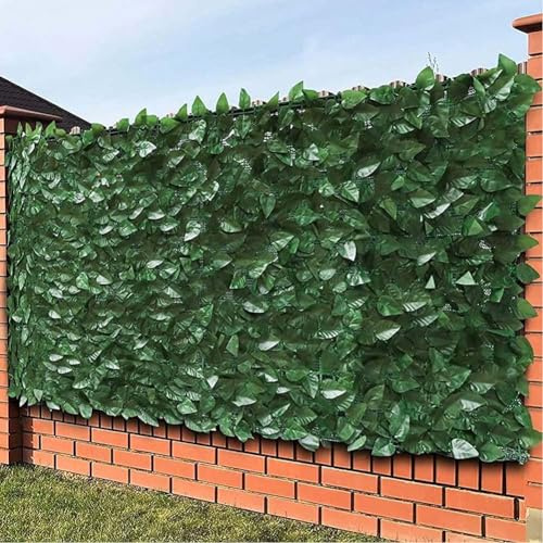 BAKAJI Siepe Artificiale Sintetica da Parete, Rotolo Frangivista Ornamentale da Muro, Ringhiera, Decorazione Anticaduta per Terrazzo, Balcone, Giardino, Esterno (Edera)