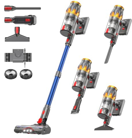 Kaelor K10 Aspirateur Balai sans Fil 650W/55KPa/80 Min avec Mode Auto | Aspirateur Sans Fil Puissant avec Écran Tactile LED, Brosse en V Anti-Emmêlement pour Sols Durs, Tapis et Poils d'Animaux