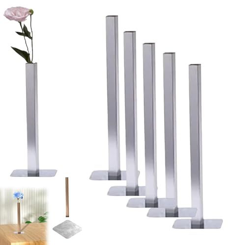 Elegante vaso magnetico a stelo singolo, centrotavola decorativo con magnete nascosto, vaso singolo per rose, design anti-ribaltamento, per casa, cena, decorazione quotidiana (5 pezzi, argento)