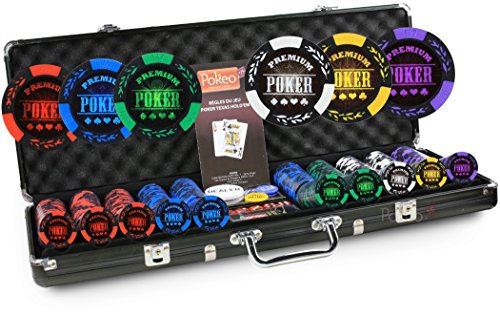 POKEO Premium Poker - Maletín de póquer con 500 fichas