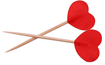 Folat 61562 Party Picks rot Valentine Herzen 6,5 cm (50 Stück)