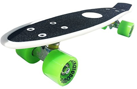 Ridge Skateboards - Cruiser de 55,9 cm avec Bande antidérapante - Skateboard Complet - Blanc/Vert