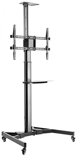 RICOO TV Ständer Rollbar für 40-85 Zoll Fahrbarer Fernsehständer mit Rollen Höhenverstellbar Stand Fernseher Standfuss FS0364 Fernseh Wagen Bodenständer bis 50 Kg max. VESA 600x400 mm Drehbar Neigbar