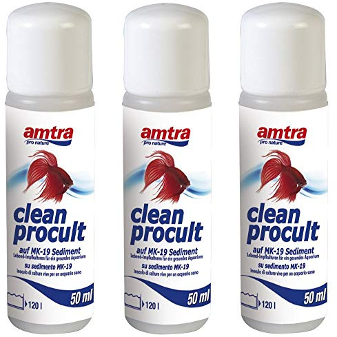 Amtra Clean Procult Set 3 Stück Lebend-Impfkulturen Aktive Filterbakterien Gesundes Aquarium Algen Wasser Fische Grundreinigung 3x50ml