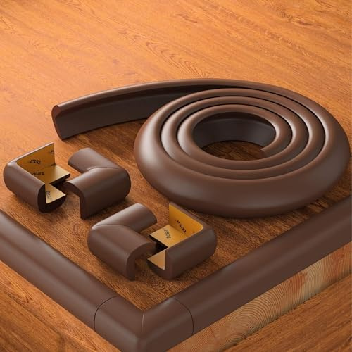 BEARTOP Kantenschutz – FURNITURE_EDGE_BUMPER für Sicherheit von Babys und älteren Menschen, selbstklebend, stoßdämpfend, einfach anzubringen und zu entfernen, Braun (5 Stück pro Packung)