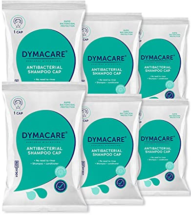 DYMACARE Antibakteriell schampo utan sköljning | sköljfri duschmössa som schampon och förhållanden | PH balanserad vattenfri hårtvätt | 6 kepsar