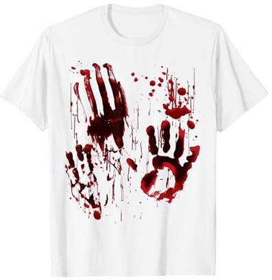 Blood Splatter Blood Stained Bloody Hand Print Zombie Horror T-Shirt