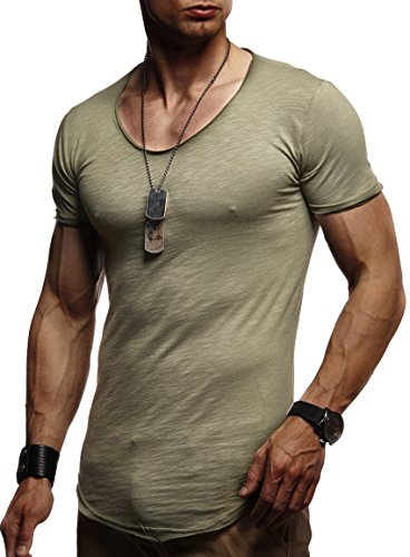 Leif Nelson -T-tröja herr för sport och utomhus | sportskjorta herr kortärmad & slim fit t-shirt herr | del av herrsportkläder | herr-t-shirt | Activewear & gymskjorta för män | LN-10952T, kaki, M