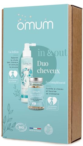 OMUM - Duo In&Out Cheveux - Mon Coup de Pousse lotion + complément alimentaire - Vegan - Compatible avec l'allaitement des mamans & de fabrication française
