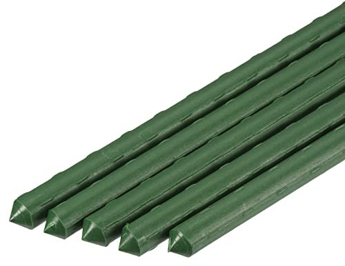 sourcing map Garden Plant Stakes 0.43 Dia Plastic Coated Steel Tube Plant Sticks for Natural Climbing Plants Support Green Pack of 10