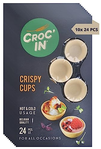 CROC’IN – Coupelles Comestibles à Garnir Neutre – Fond de Tarte Pour Pâtisserie ou Apéritif – Confection Artisanale & Vegan – Carton de 240 pièces - Format Spécial Restauration Et Traiteurs