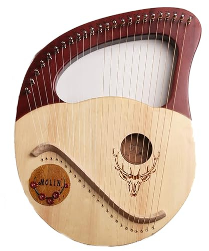 Lyre Harfe 24 String Harp Lyre Handgeschnitzte Tragbare Muster Mahagoni -Holzinstrumente Harfe Instrument Lyre Geschenk für Musikliebhaber, Studenten, Anfänger