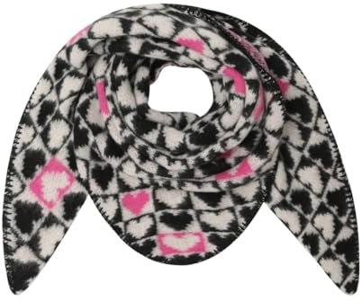 FASHION YOU WANT Dreieckstuch Stola Schal mit Viscose und Wolle - Hochwertiges Halstuch mit großem Herz-Print - Perfekt für Herbst Winter (klein schwarz)
