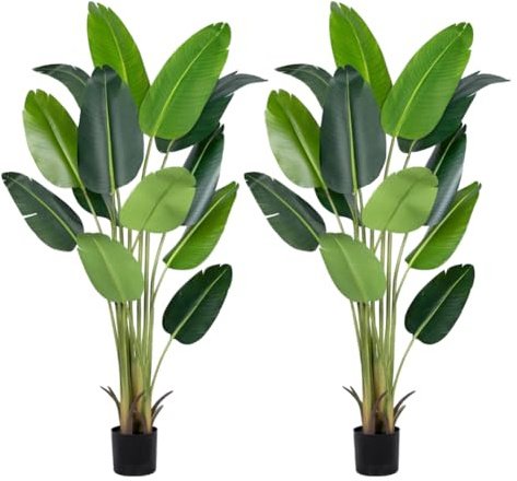 Valyria Home - Planta Artificial Ave del Paraíso - Tamaño 180 cm - Pack de 2 Plantas de Plástico Grande Interior y Exterior - Palmera Tropical Realista - Decoración del Hogar - Strelitzia Artificial