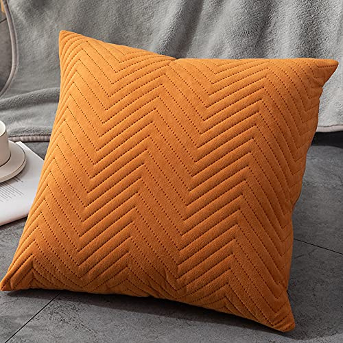 (orange, 40x40cm) 2er Set Kissen-Bezug mit Füllung / Sofakissen Couchkissen Dekokissen Zierkissen Kopfkissen Rückenkissen Kuschelkissen Lesekissen, Füllkissen Kissenhülle, weich & angenehm, Fischgräte